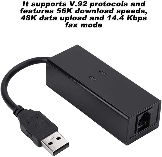 56K USB Modem External RJ11 to USB Adapter, V.92 Dial Up Fax Modem Multifunctional Data Modem for 64Bit WIN10/WIN8.1/WIN8/WIN7