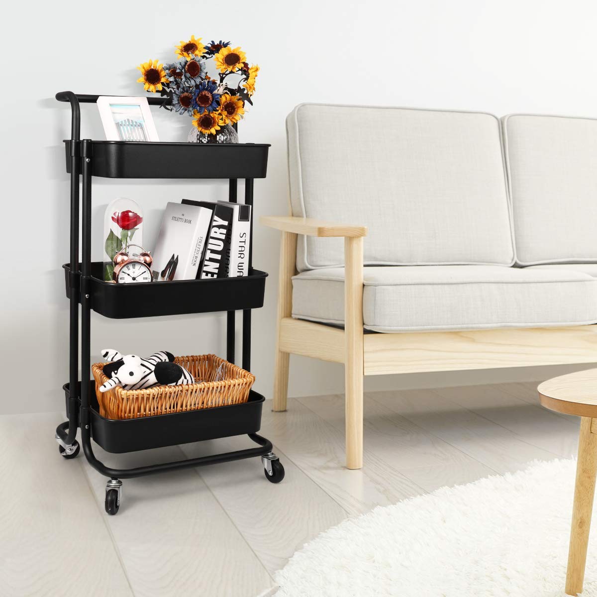 Buy Storage Trolley Cart 3 Tier Rolling Utility Organizer Rack, Craft