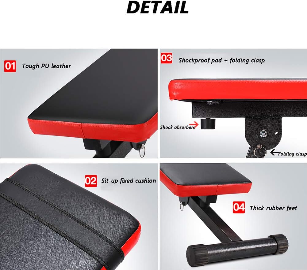 ZQQ Flat Weight Bench, Fitness Recliner Home Supine Board Multifunctional Abdominal Muscle Board Dumbbell Bench Foldable Bench Press Flat Bench Bird Bench,Black: Sports & Outdoors