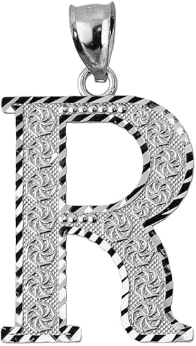 Dije colgante de plata de ley .925 con letras iniciales de la A a la Z, disponible en pequeño, mediano y grande