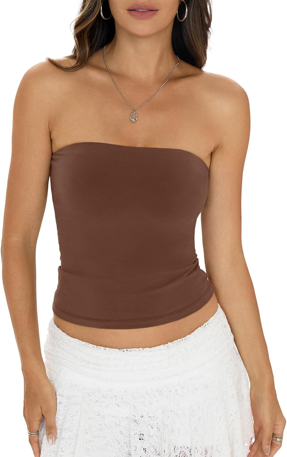 EasyGala Womens Cotton Tube Tops Sexy Fitted Strapless Shirts Basic Going Out Backless Bandeau Tops Cute Trendy Clothes