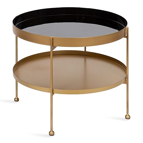 Nira Modern Round Two Tier Coffee Table; 26 Inch Diameter;