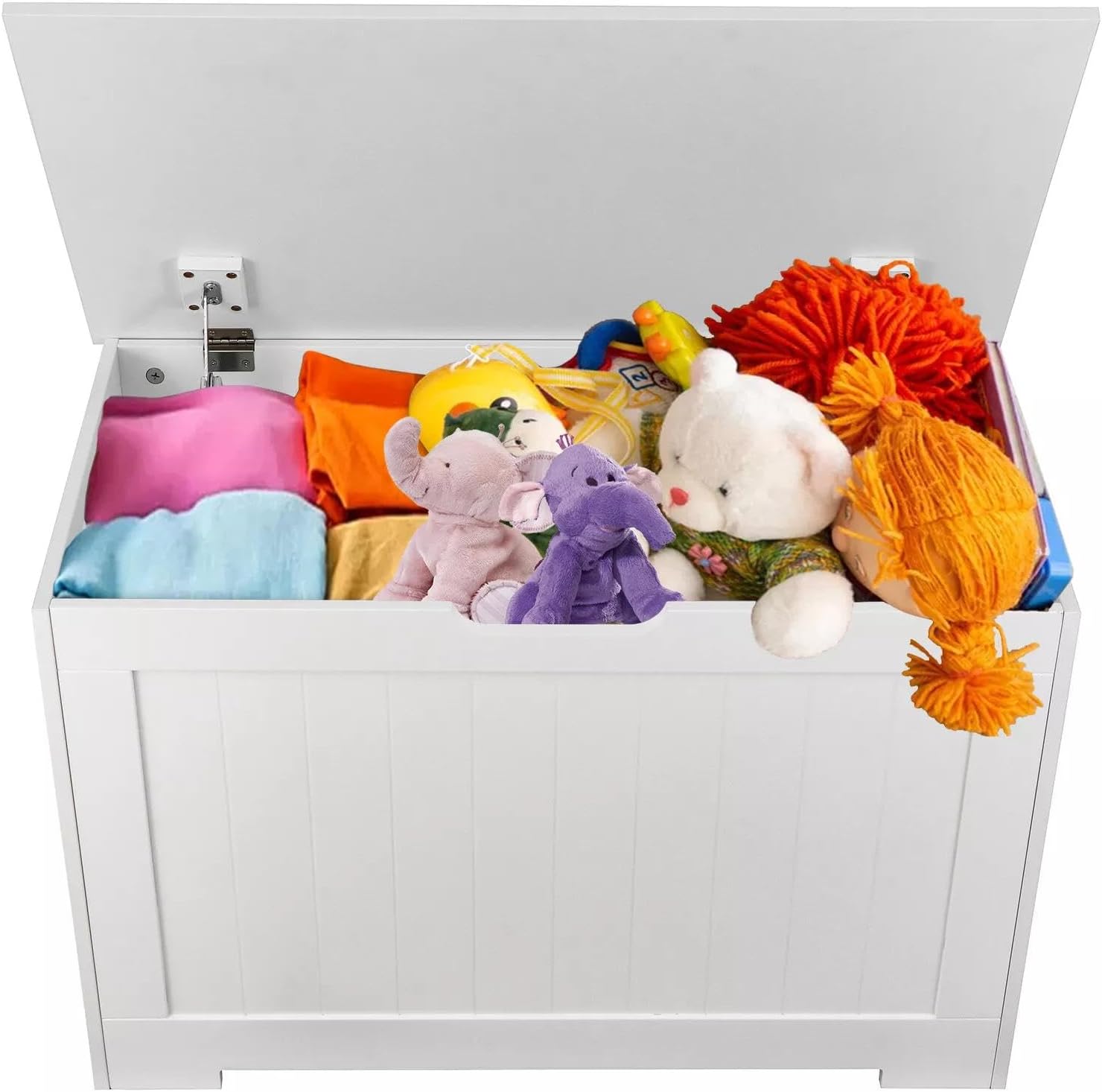 for Storage Chest 30" Storage Bench Toy Chest Box Organizer, White, Safety Hinges, 30"