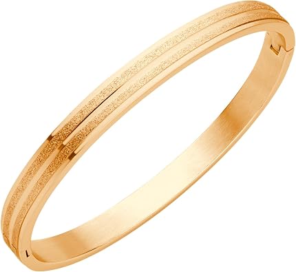 555Jewelry 4mm Sparkly Stainless Steel Solid Hinged Bangle Bracelet for Women