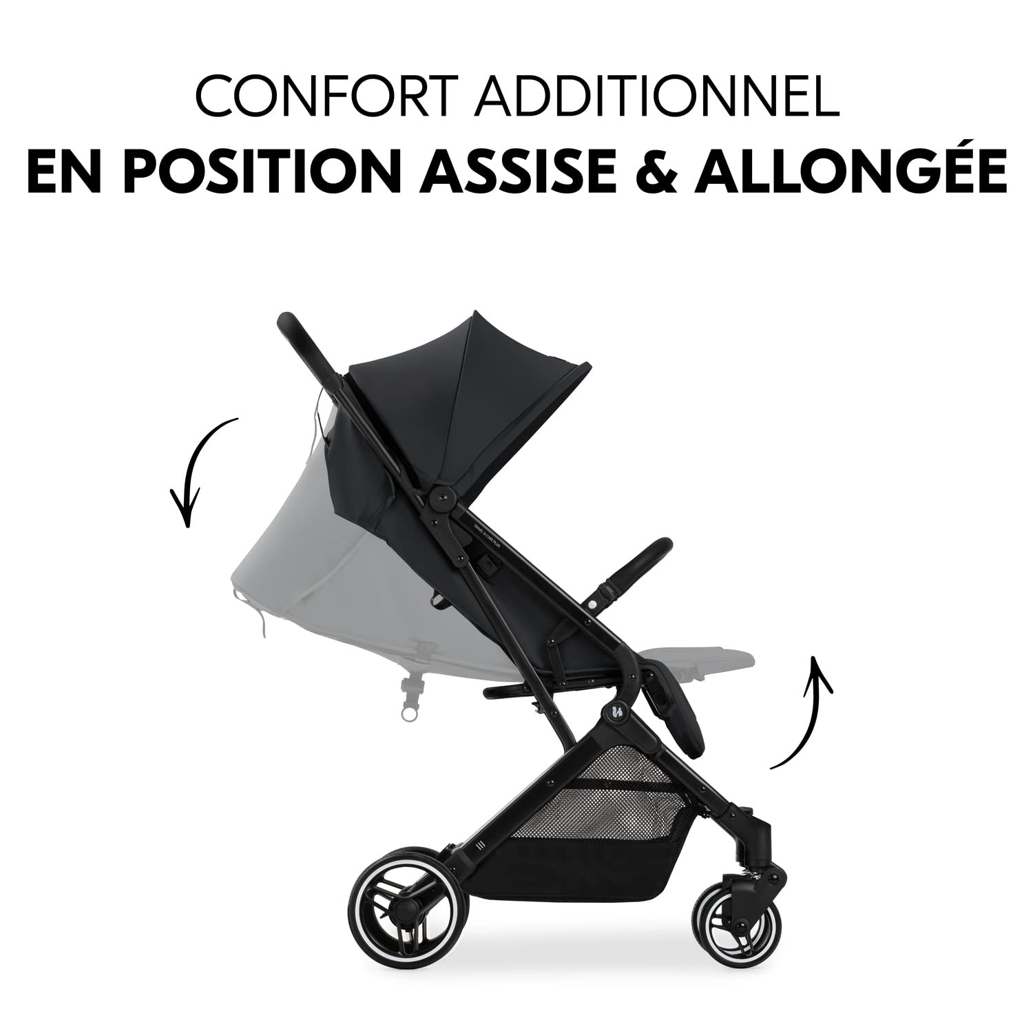 hauck Poussette Compacte Voyage Travel N Care Plus, Légère seulement 7,2 kg, Inclinable et Pliable, Protection UV 50+, Jusqu'à 22 kg (3 kg Panier), Noir