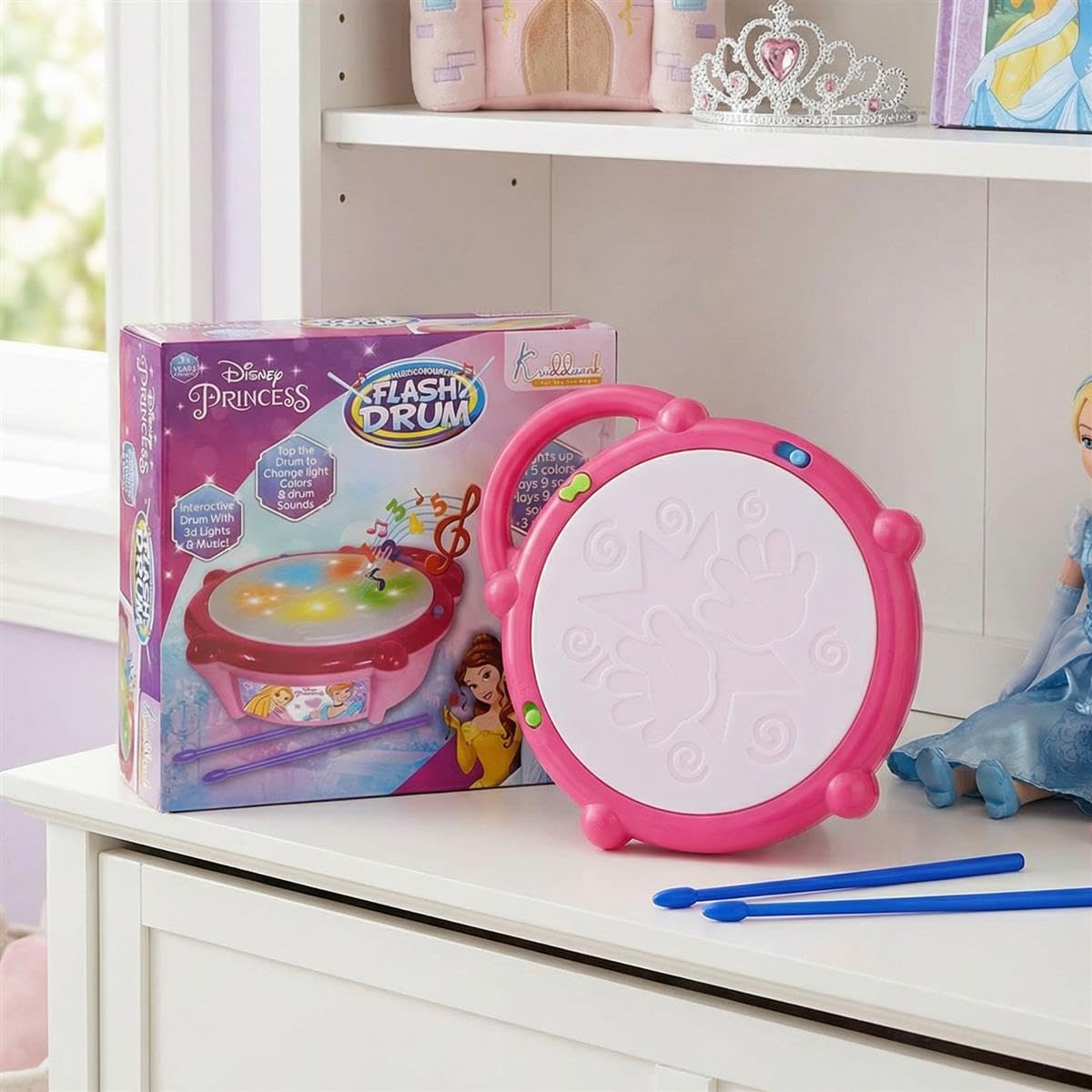 Kriiddaank Disney Princess Theme Flash Drum with Light-Up Drum, Rhythm & Beats & LED Lights for Girls | Fun & Educational Toy for Kids | Safe, Engaging & Interactive Play-picture-23