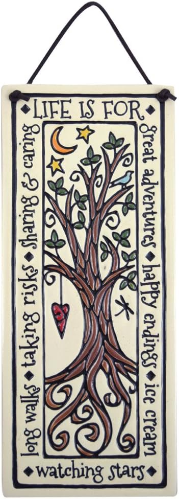 Tree of Life Inspirational American Made Ceramic Quote Plaque, 8.25-Inches