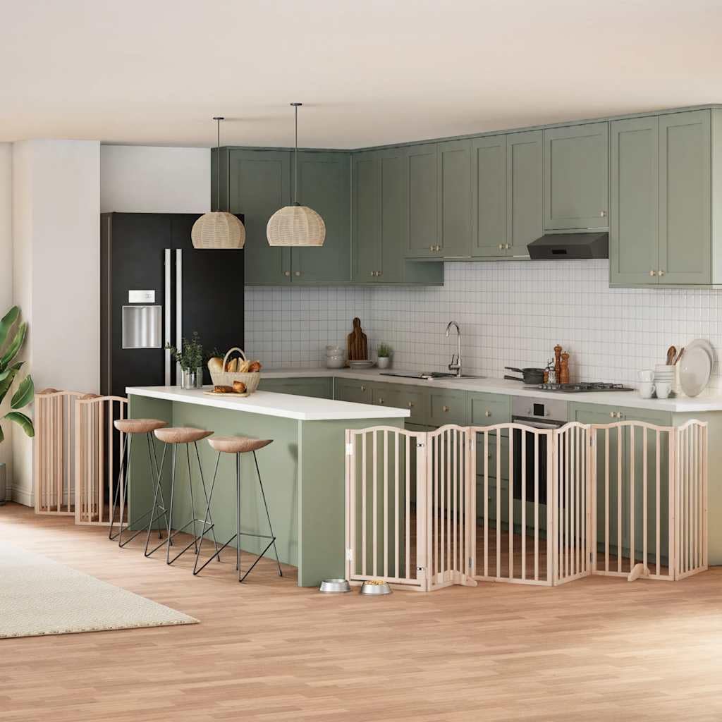 15-TLG. Puerta plegable para perros con puerta de madera de álamo de 750 cm, rejilla plegable para perros con puerta con cerradura, puerta para perros plegable sin taladrar