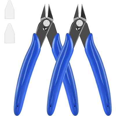 5 Inch Micro Flush Cutter, 2 Pack Small Wire Cutters Spring Loaded Cutting Pliers, Wire Cutters for Jewelry Making, Soft Copper Wire, Floral, Electronics, Model Craft, Heating Wire, 3D Print