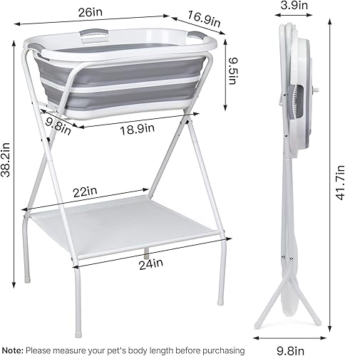 Miniatura 5 de Bañera para perros 2 en 1, estación de lavado de perros para baño y aseo, bañera plegable elevada plegable portátil para perros pequeños, gatos y