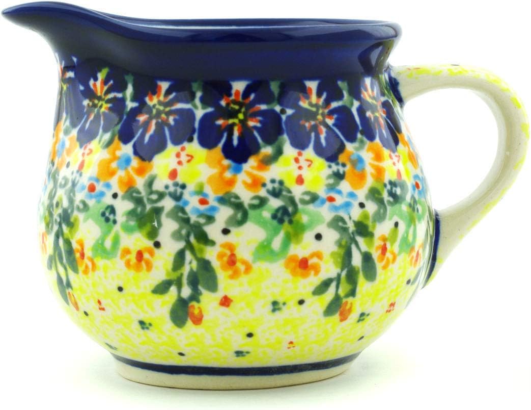 Polmedia Polish Pottery Creamer UNIKAT - Bright Eyes Pattern Handmade in Boleslawiec Poland + Certificate of Authenticity