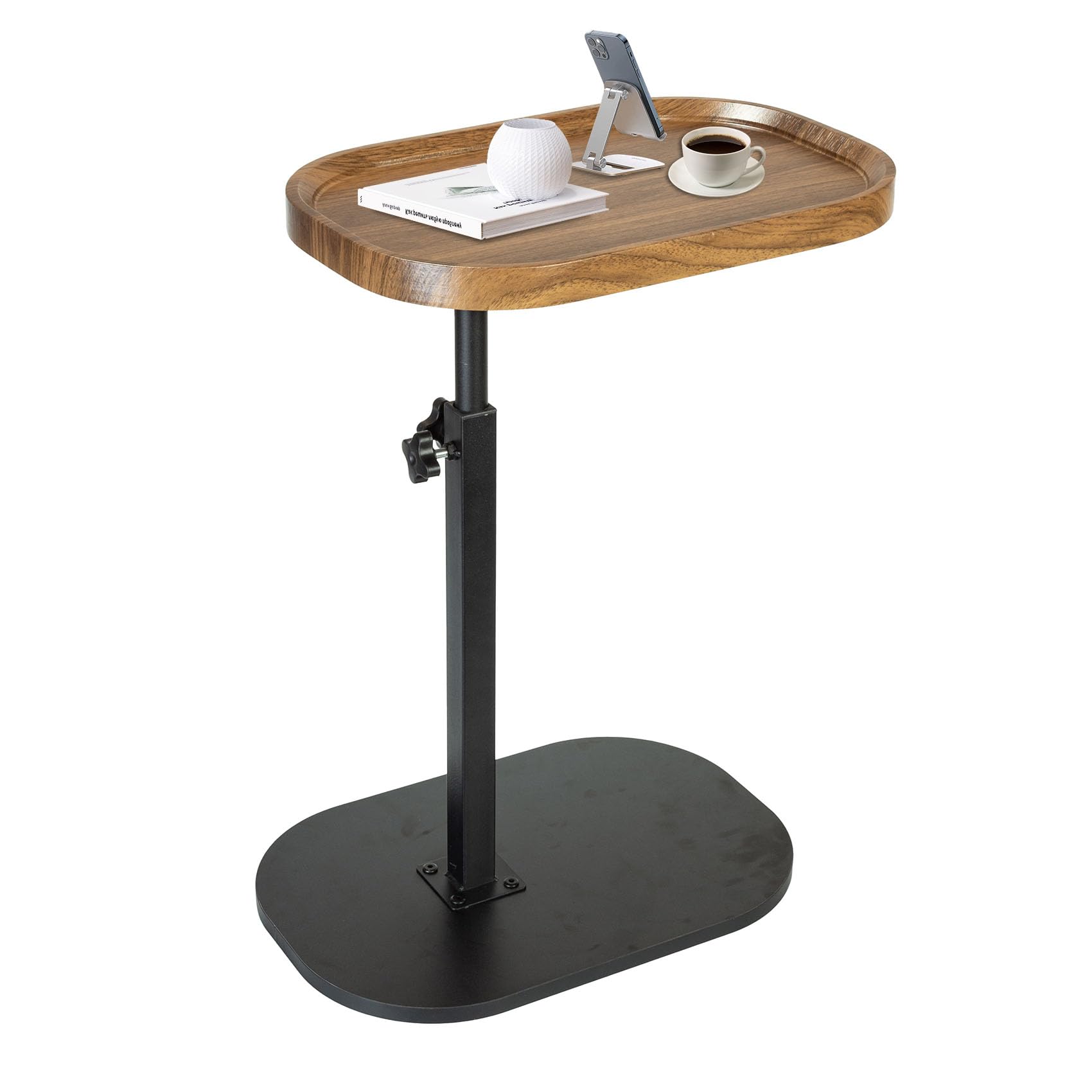 XUDREZ Mesa auxiliar ajustable en forma de C, mesa auxiliar giratoria de 360° en forma de C, mesas auxiliares de sofá que se deslizan debajo, mesa auxiliar pequeña moderna para sofá, cama, bañera,