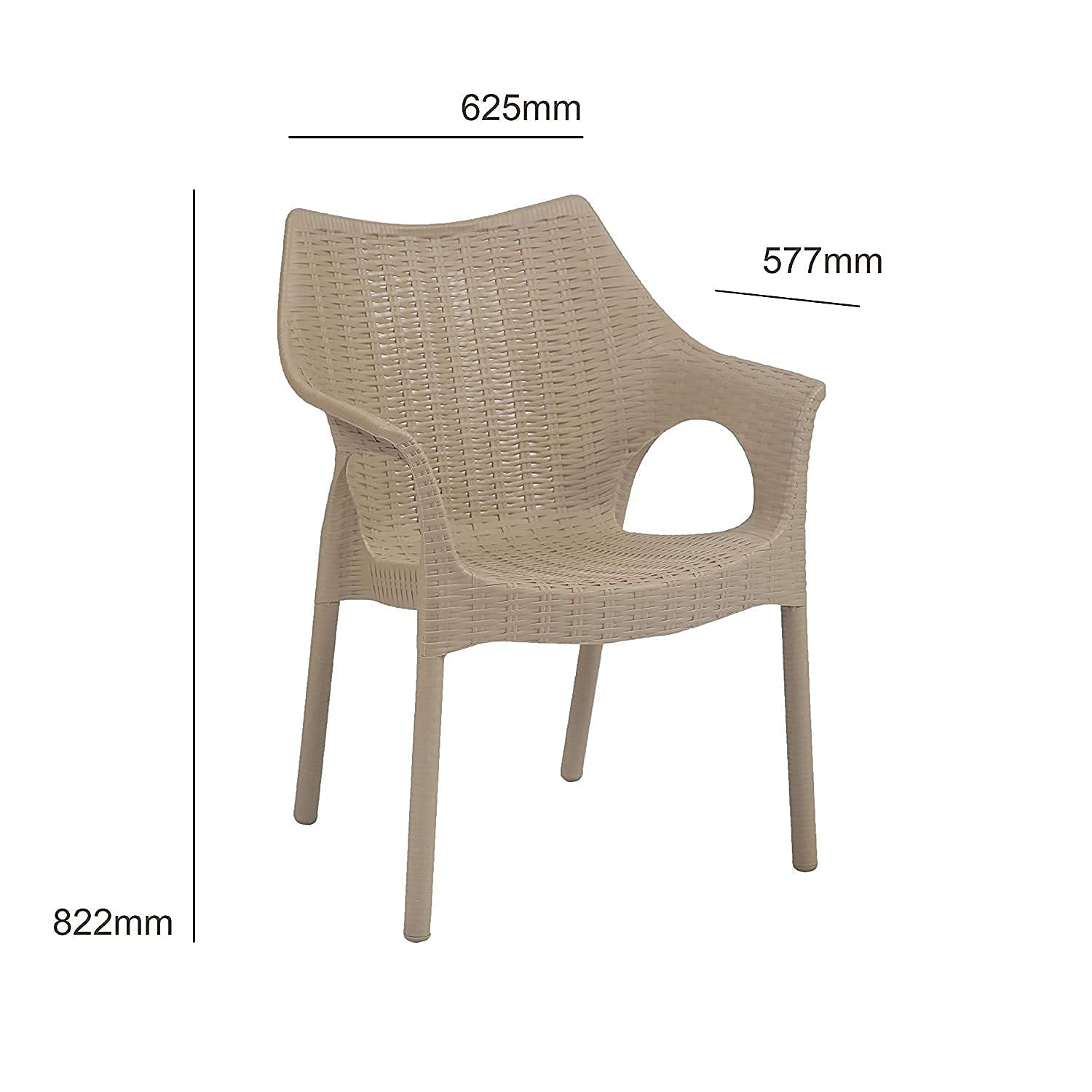 HomiQ Supreme Cambridge Heavy Plastic Chair| Oversized Arm Chair for Indoor and Outdoor Use|Weight Bearing Capacity Upto 250Kg (Color: Beige, Set of 2 Chairs) 2