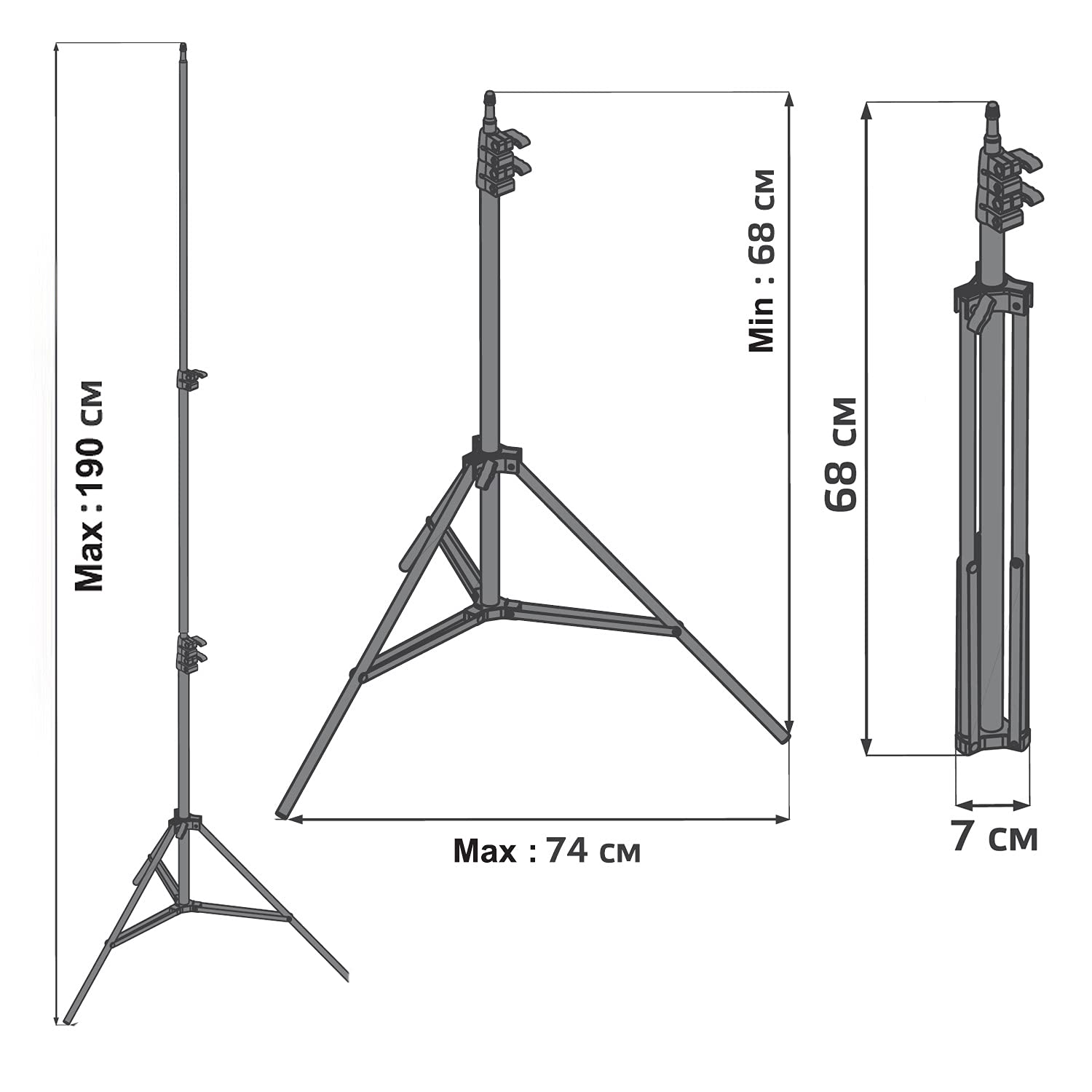 Maclean MC-163 Statyw do oświetlenia pierścieniowego 30 cm, regulowana wysokość 62-190 cm, nośność 3 kg, statyw świetlny