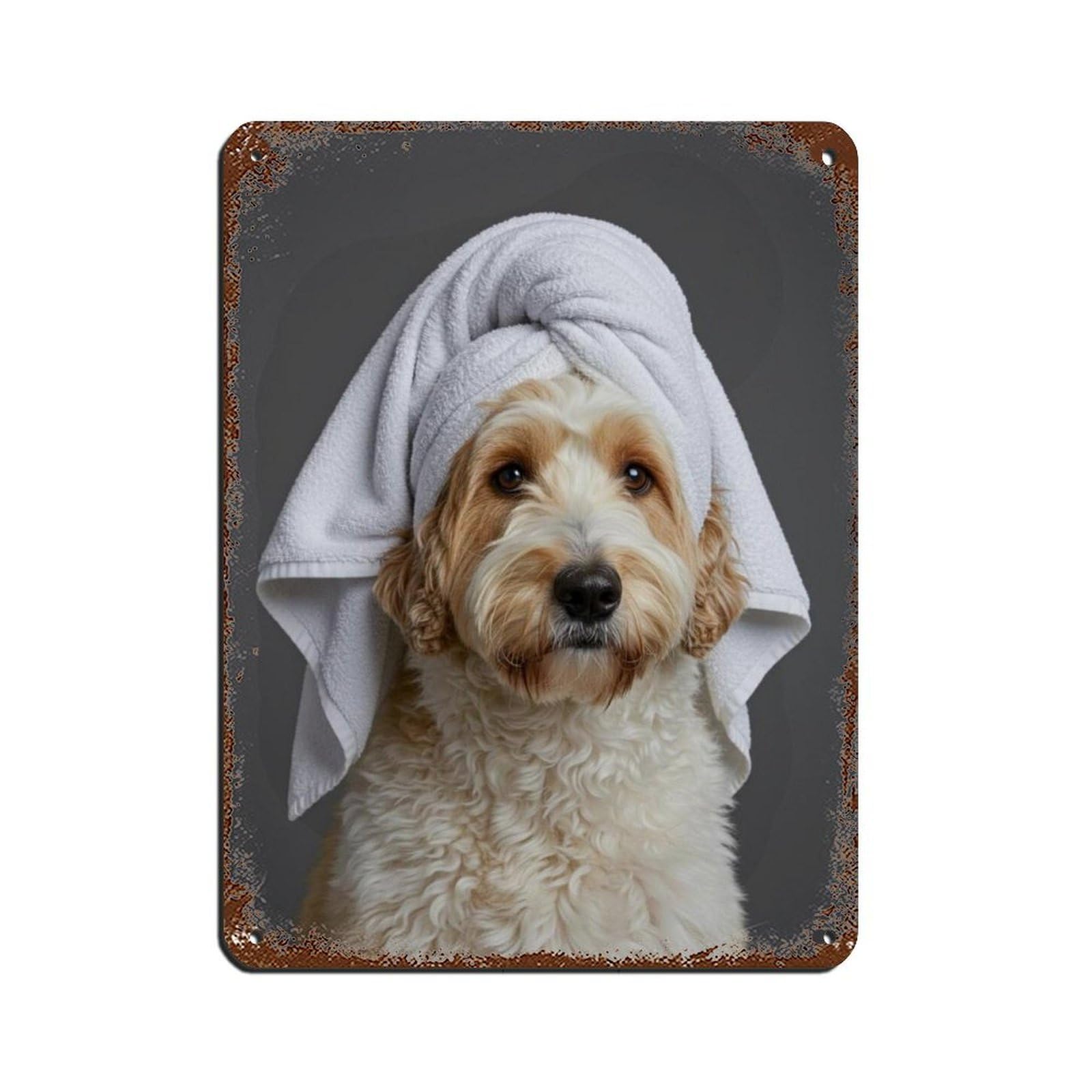 Poodle Old English Sheepdog Poster Tin Sign Vintage Metal Pub Club Cafe Bar Home Wall Art Decoration Poster Retro 12x16inch(30x40cm)