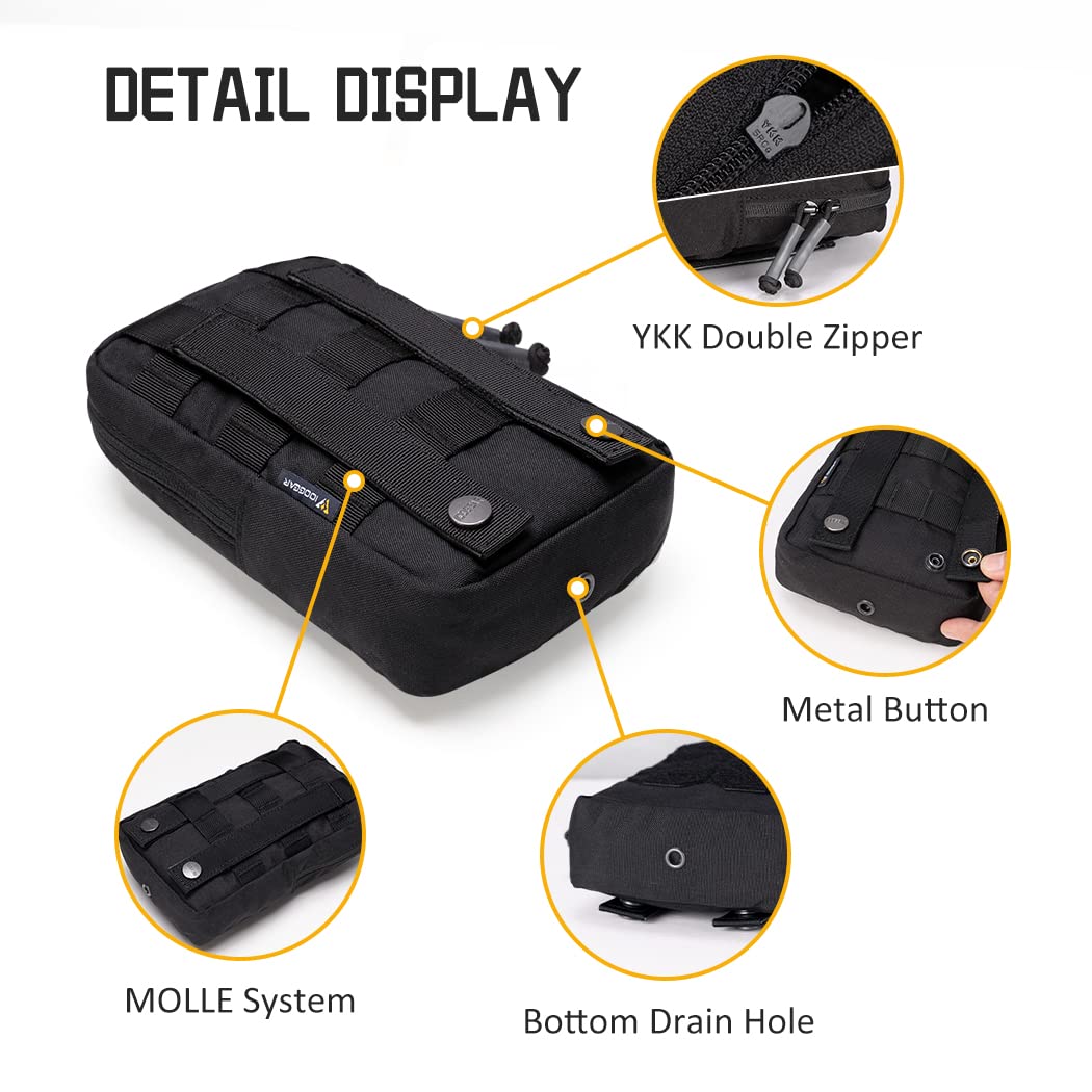 IDOGEAR Tactical MOLLE Pouch Multi-Purpose Compact EDC Small Utility Pouch Admin Organizer for Outdoor (Black) - Image 4