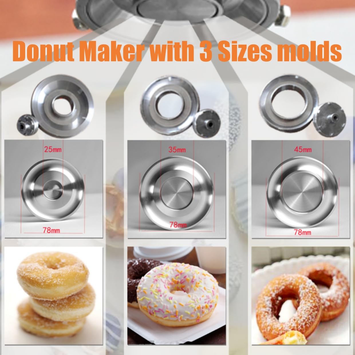 Commercial Single Row Donut Machine With 3 Different