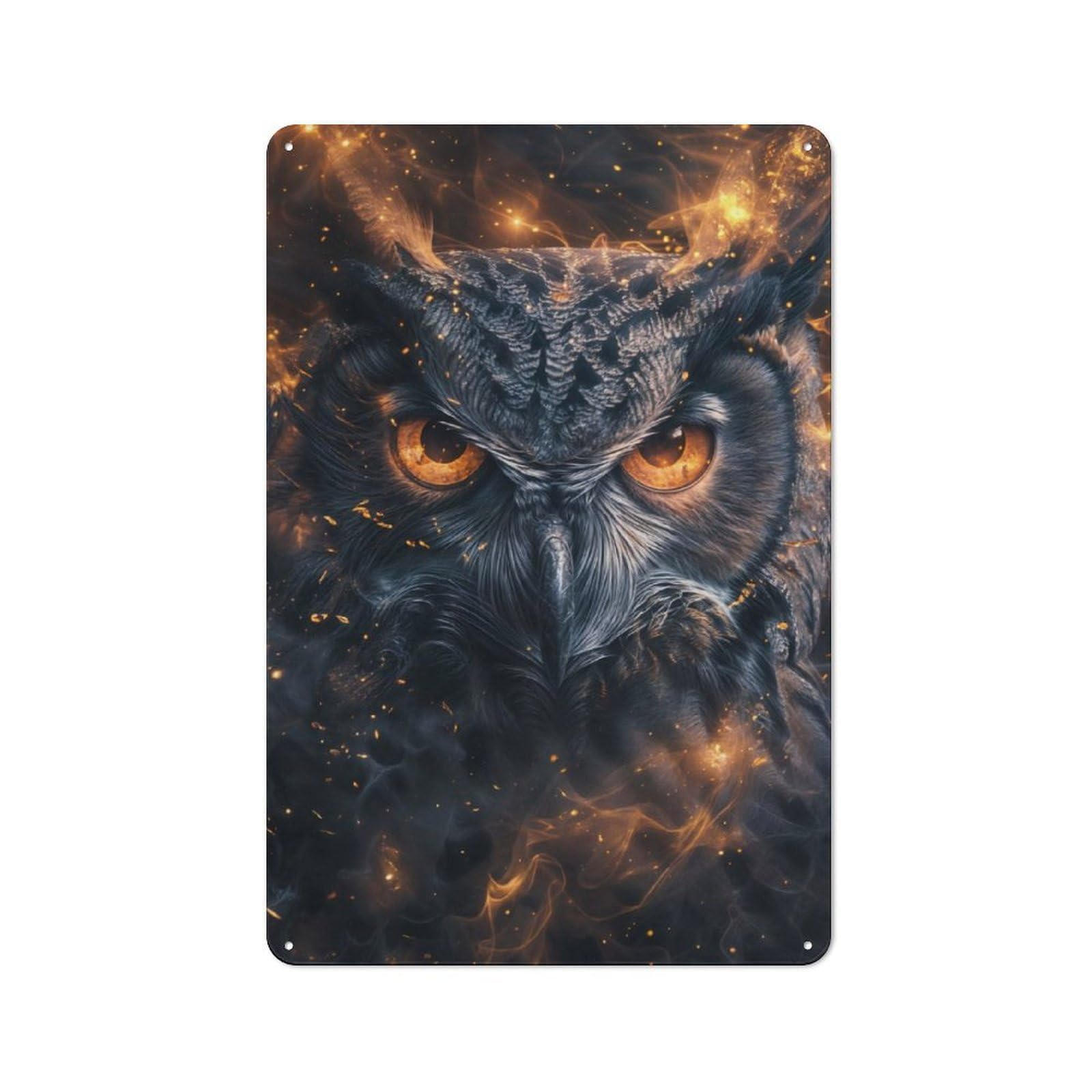 Junmoney Fiery Gaze Of The Owl Rustic Tin Sign 30X20cm For Man Cave Or Games Room, Housewarming Present For People Styling Man Cave And Games Room