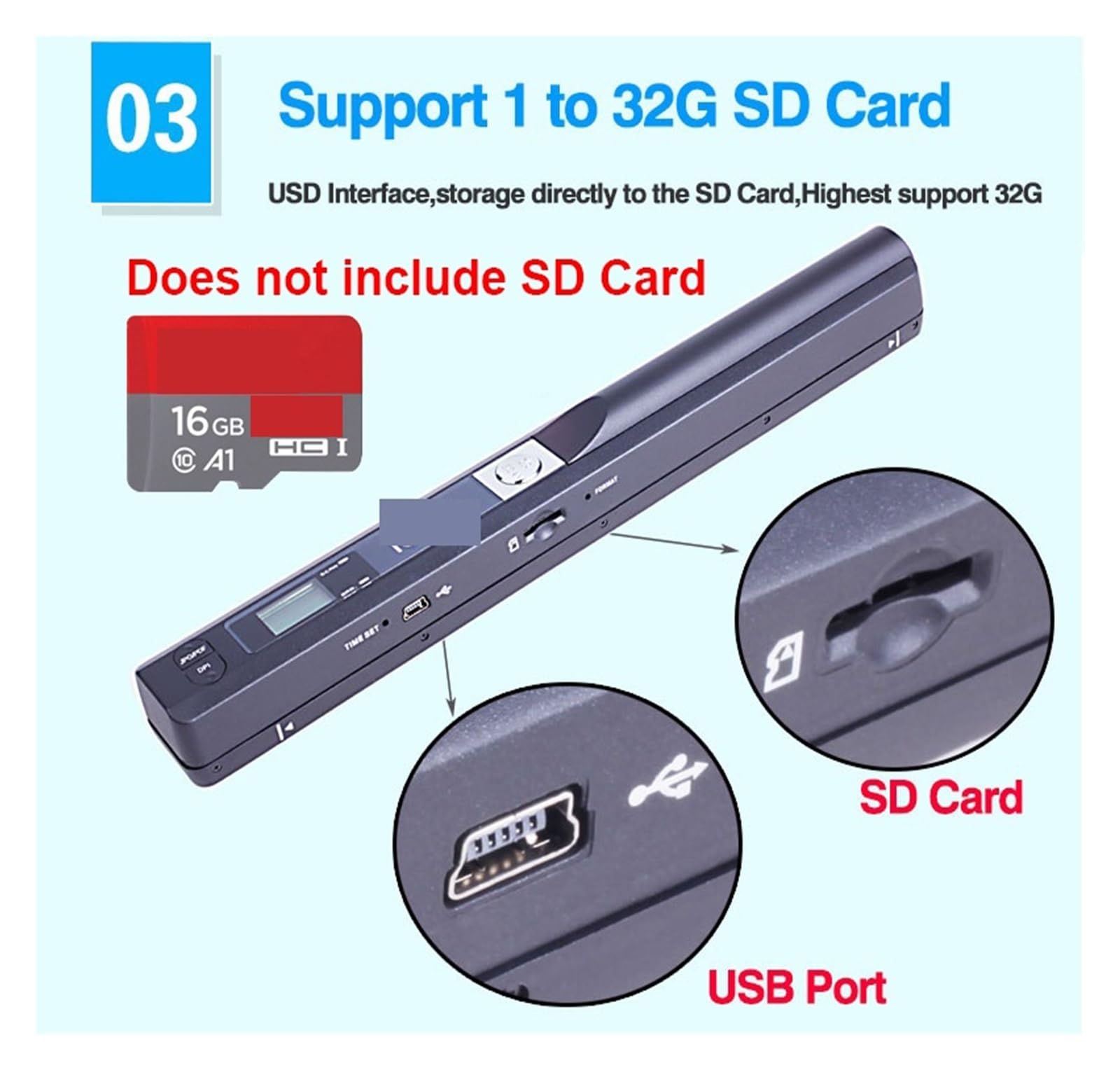 Escáner de documentos portátil Creative Handheld e A4, pantalla LCD USB 2.0 de 900 DPI compatible con formato JPG/PDF