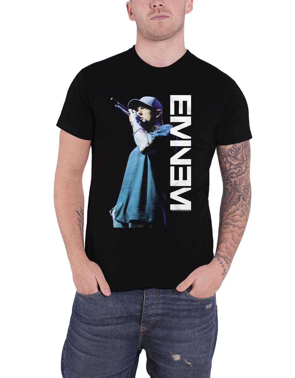 Rock Off Officially Licensed Products Men's Black Eminem Mic. Pose Short Sleeve T-Shirt XX-Large
