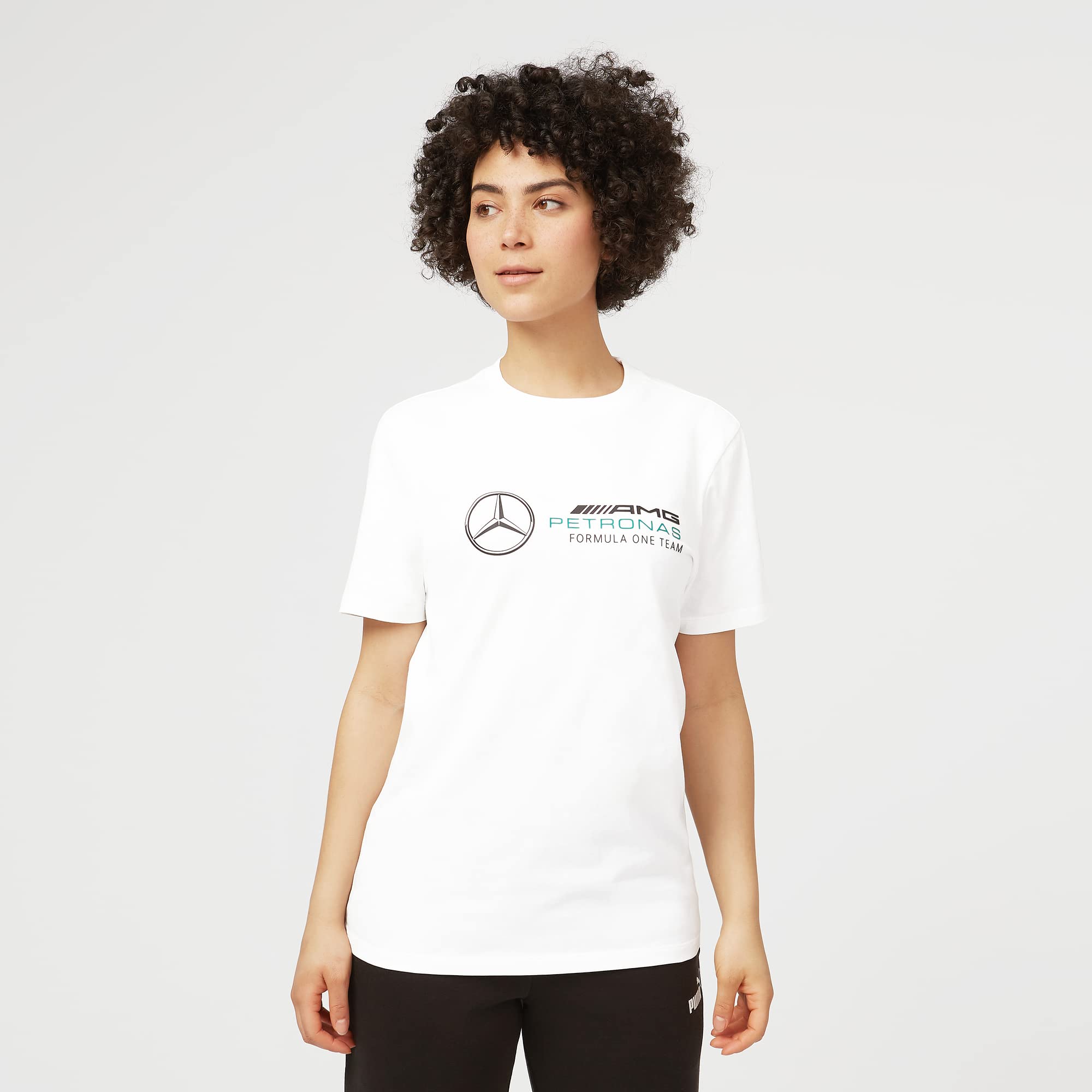 Mercedes AMG Petronas Camiseta con Logotipo Grande Camiseta de Manga Corta con Cuello Redondo y Logotipo Impreso con Broche secundario y Cuello Acanalado Hombre (Pack de 1) — view 7