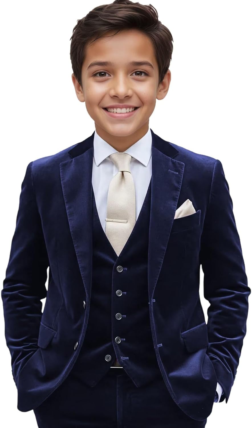 Boys Velvet Suit 3 Pieces Formal Kids Suits for Boy Wedding Tuxedo Outfit Winter Prom Dress Outfits Blazer Vest Pants
