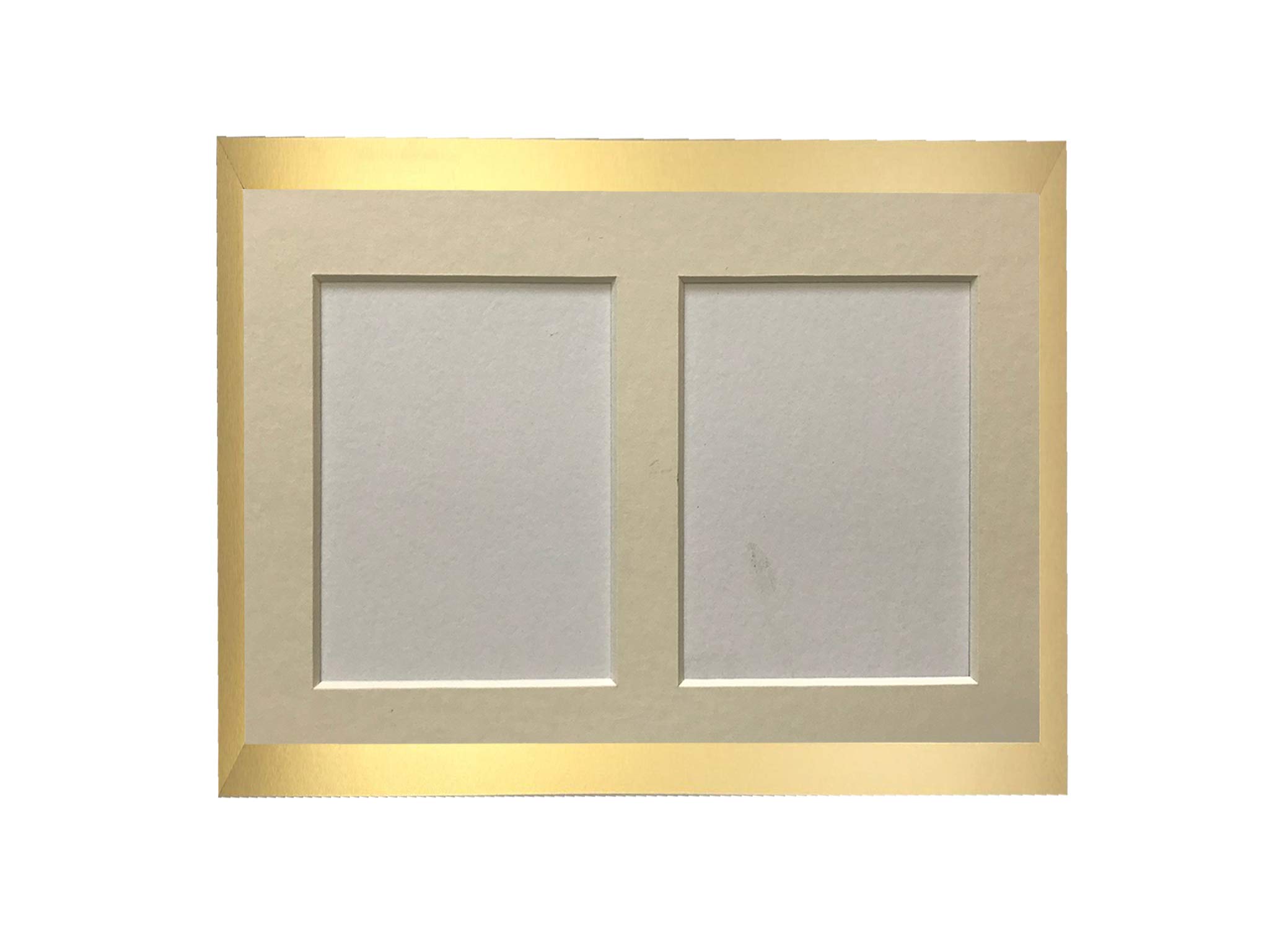 H7 Gold Picture Photo Frame with Ivory 5 x 3.5 Inch Two Aperture Mount