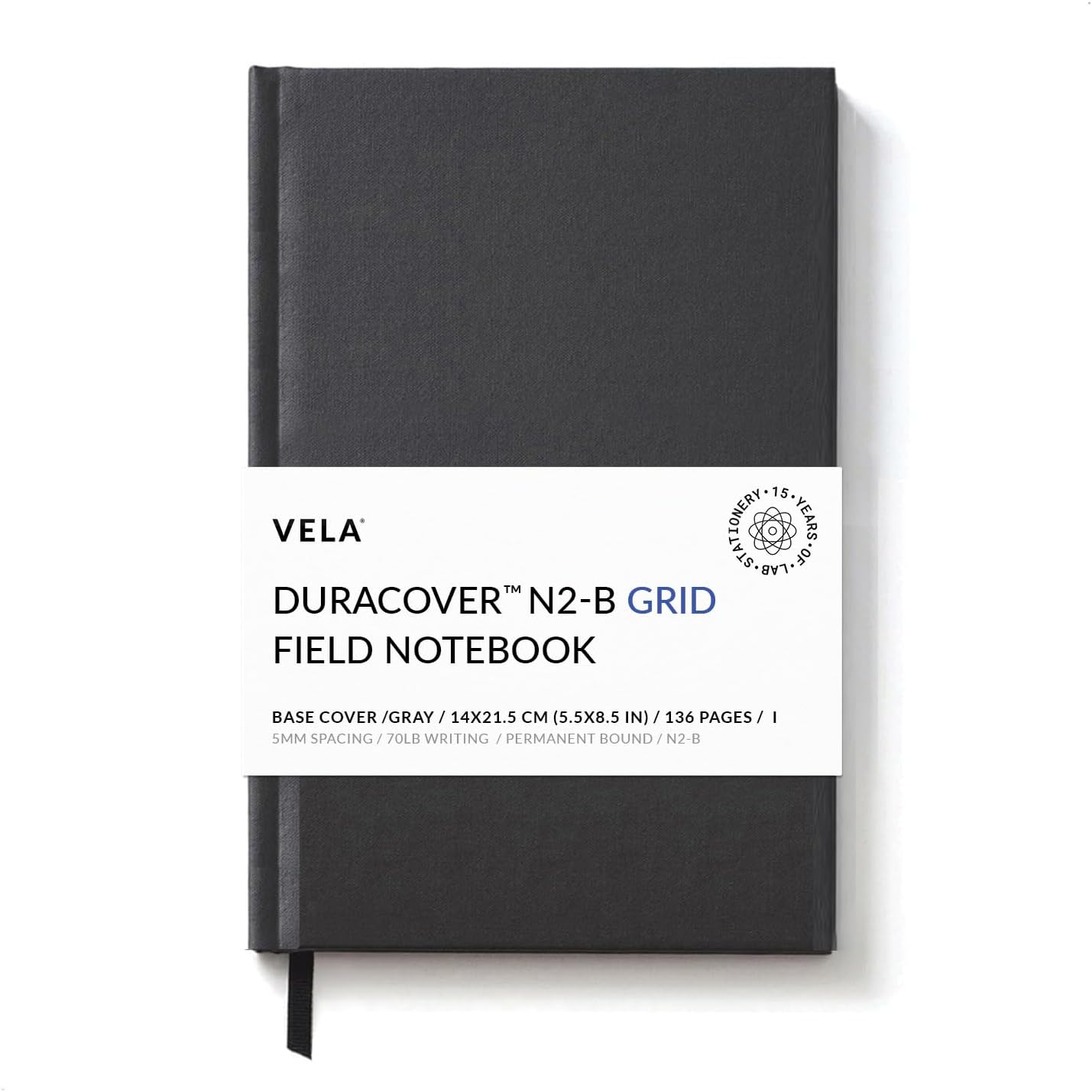 Advanced N2-B Field DuraCover Notebook, 5.5 x 8.5 in (14 x 21.5 cm), 136 Pages, Gray Saturated Weave, Permanent Bound, 70lb Heavyweight Paper (1-Pack, Grid)