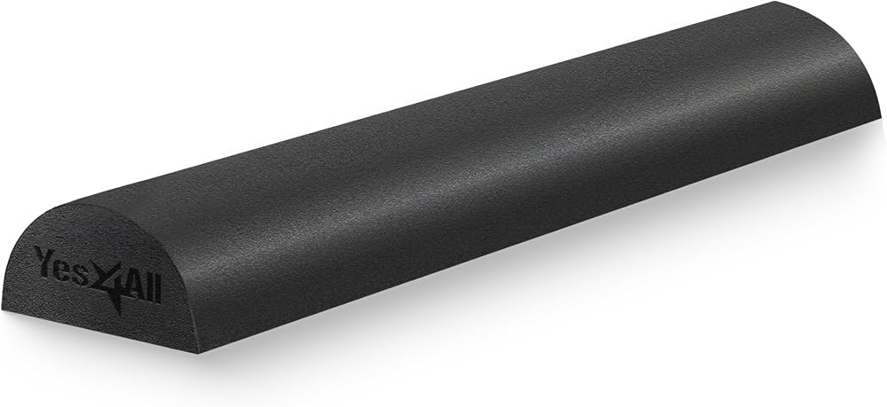 Yes4All Medium Firm PE Half Foam Rollers for Post-Workout Relaxation, 12/18/24/36 inch Foam Roll for Back Massage & Yoga Exercise - Black 24in