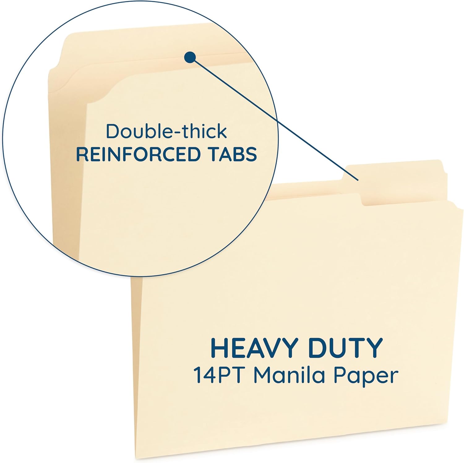 100 Blue Summit Supplies Heavy Duty File Folders Letter Size with 1/3 Cut Reinforced Tabs, Thick 14pt Manila Paper, Heavy Duty Manila Folders for Office, Home, or Classroom