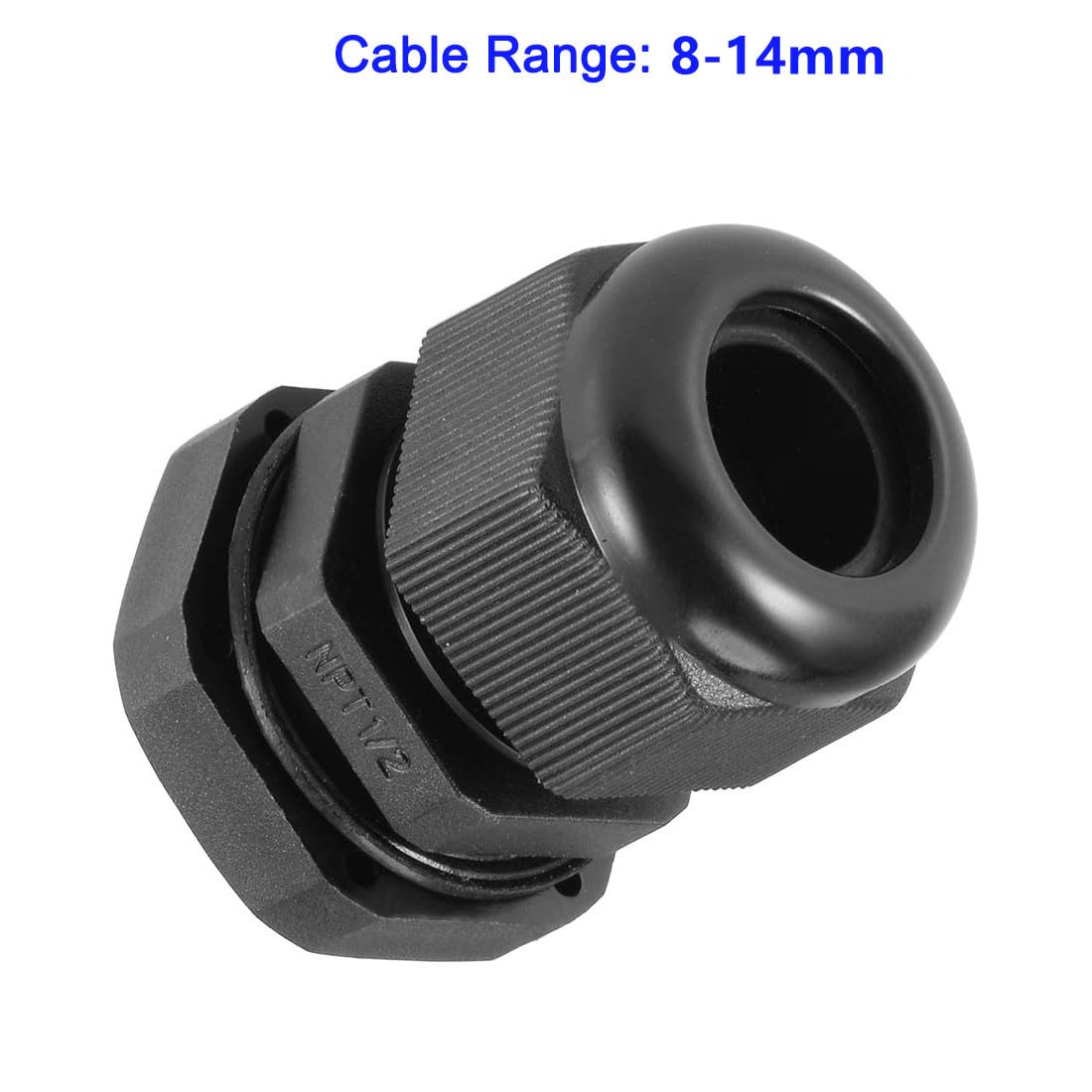 MACHSWON 5Pcs NPT1/2 Cable Gland - Durable Threaded Wire Connector with Locknut for 8-14mm Dia Cable Wire, Black - Image 2