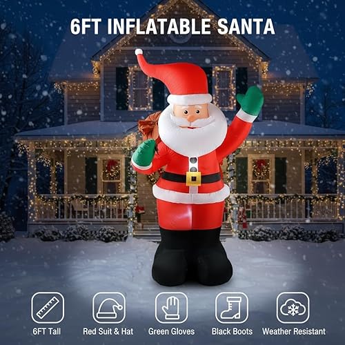 Vista 9 de COOLWUFAN Decoraciones de Navidad inflables para exteriores, muñeco de nieve, decoración de patio inflable de Navidad con luces LED giratorias