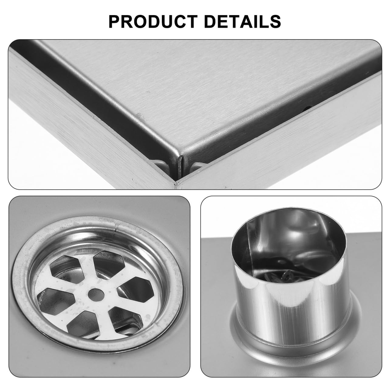 Scarico Pavimento Doccia Quadrato in Acciaio Inox 304 1 Pz | Bagno e Lavatoio, Struttura Robusta, Installazione Semplice, Copertura Invisibile