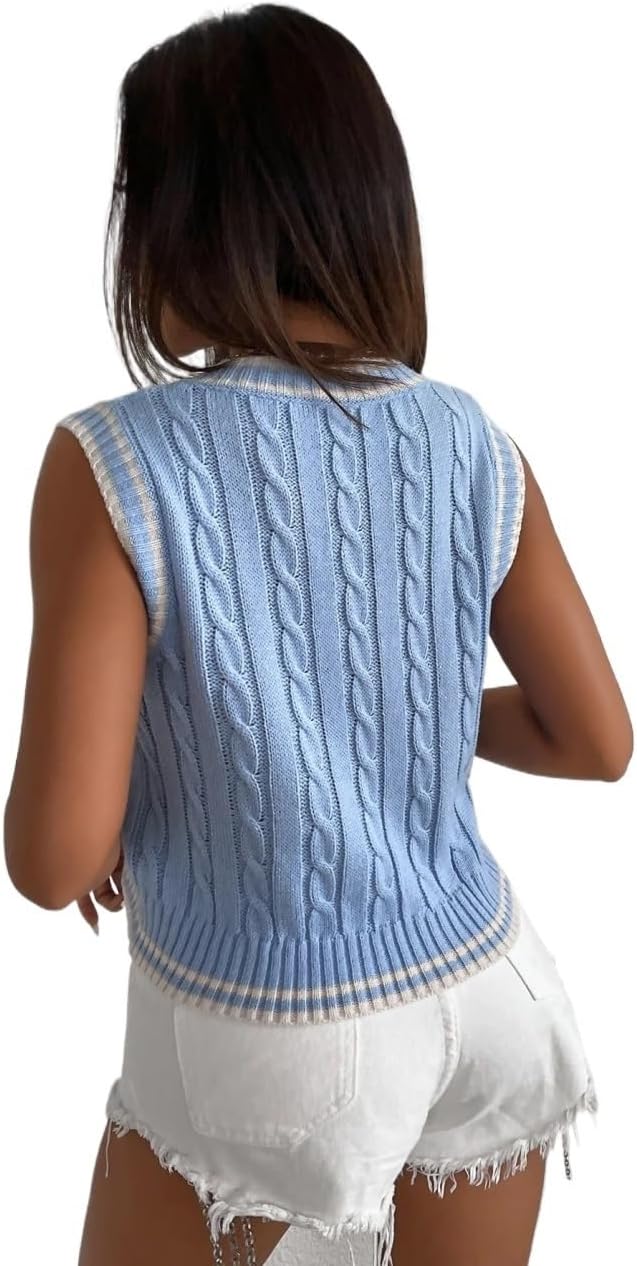 Women Fall Trendy Knit Sweater Vest Sweater Vest Top