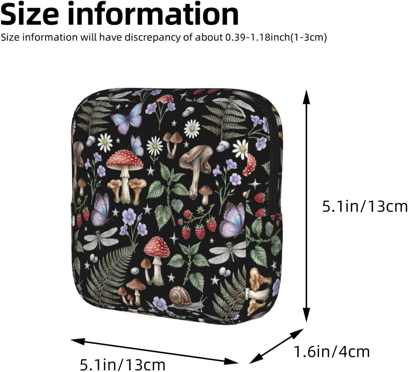 Mushroom Vintage Magic Witch Fern Witchcraft Period Bag For Women,Portable Sanitary Napkin Period Pad Pouch For Purse, Small Make Up Bags image 3