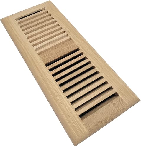 Miniatura 9 de Homewell Tapa de ventilación de madera de roble rojo, ventilación de caída con amortiguador, 6 x 14 pulgadas, sin terminar