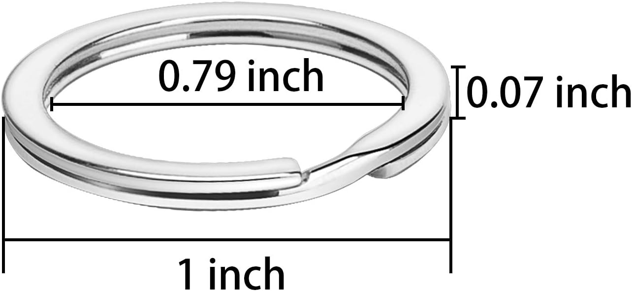 Sunmns 24 Pack Flat Key Rings Metal Split Ring for Home Car Keys Organizations, Jewelry Making, 1 Inch (Silvery)