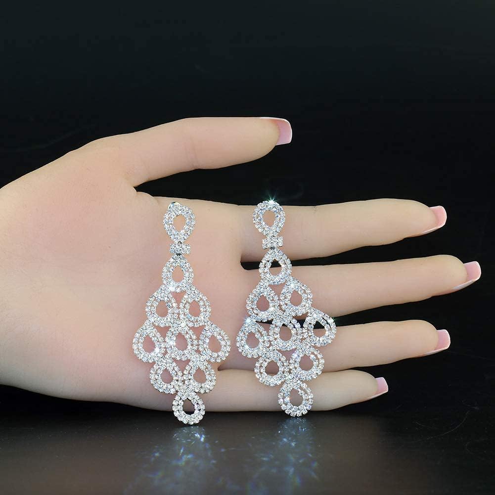 CHRAN Silver Teardrop Crystal Long Tassels Dangle Earrings Sparkling Rhinestone Ladies Gifts - Image 7