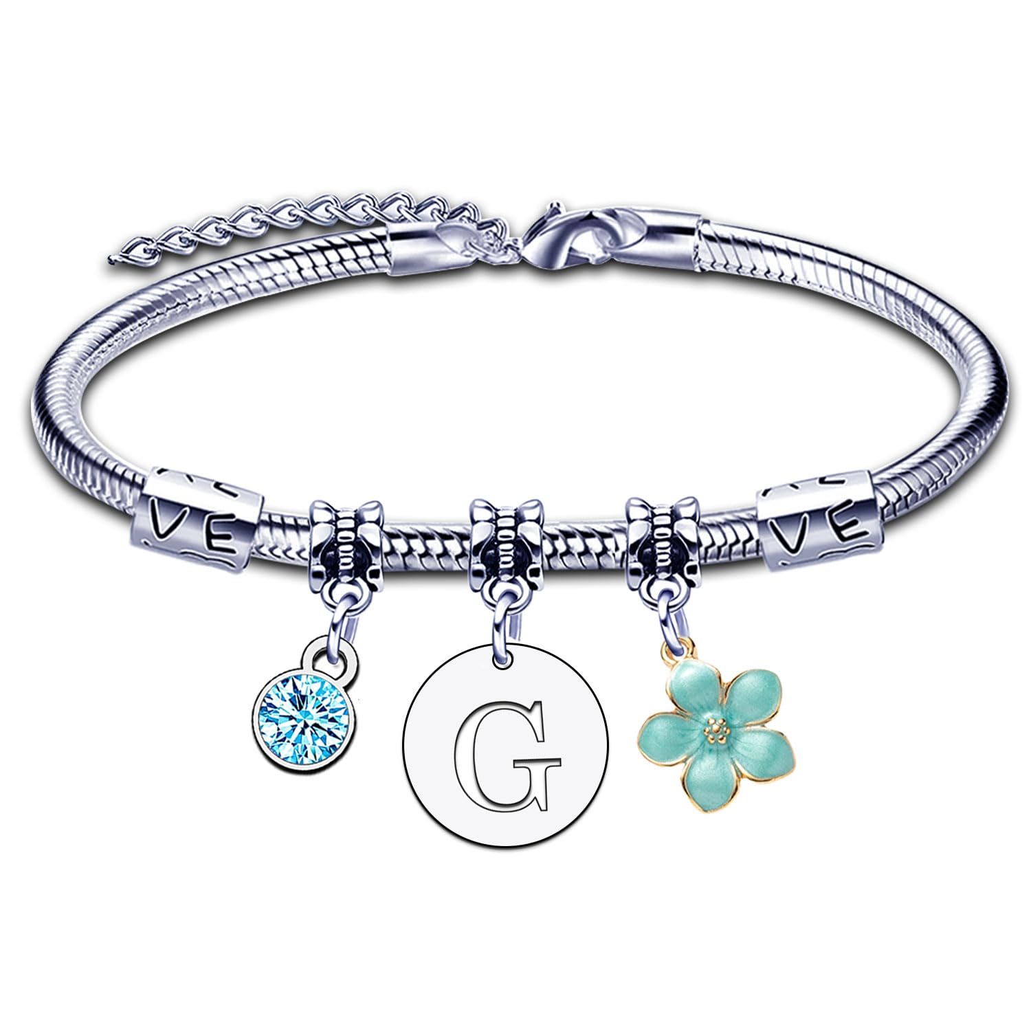 Bracciale Donna Ragazza Amica Sorella Compleanno Natale Ispirazione Regali Regolabili Ciondolo Con Lettera A-Z Colore Argento Bracciale Gioielli per Donne Ragazze