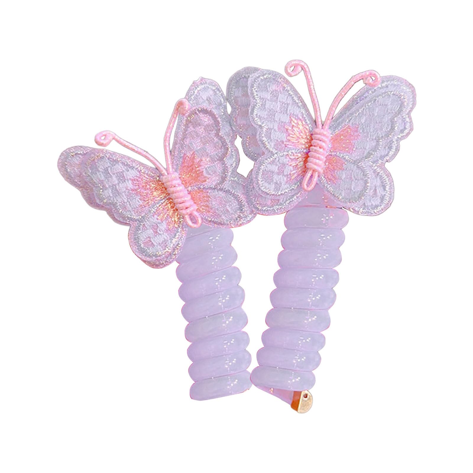 2 cintas para el pelo para niños, bordadas, con diseño de mariposa, estéticas, coleteros para el pelo de niña, coleteros