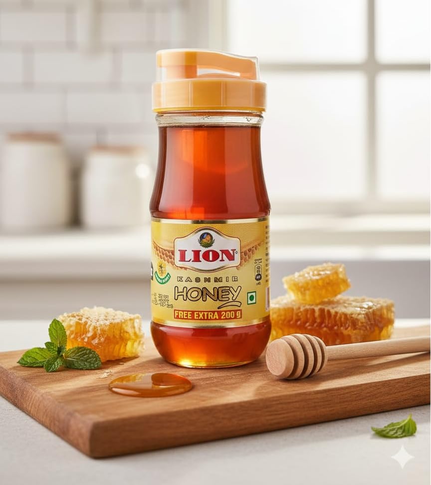 Image of Lion Dates Lion Honey 1.2 kg - Originated from The Forests of Kashmir - Lion Kashmir honey 1.2 kg