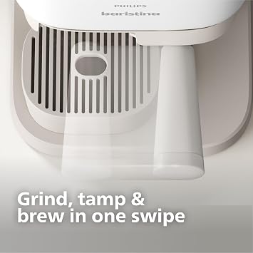 Philips Baristina Espresso Machine+Milk Frother Bundle. Real espresso. Compact coffee machine,portafilter, grinder, Cafe Crema. Dairy & Non-Dairy Milk foam. Hot & Cold. Easy Clean. White (BAR303/00)
