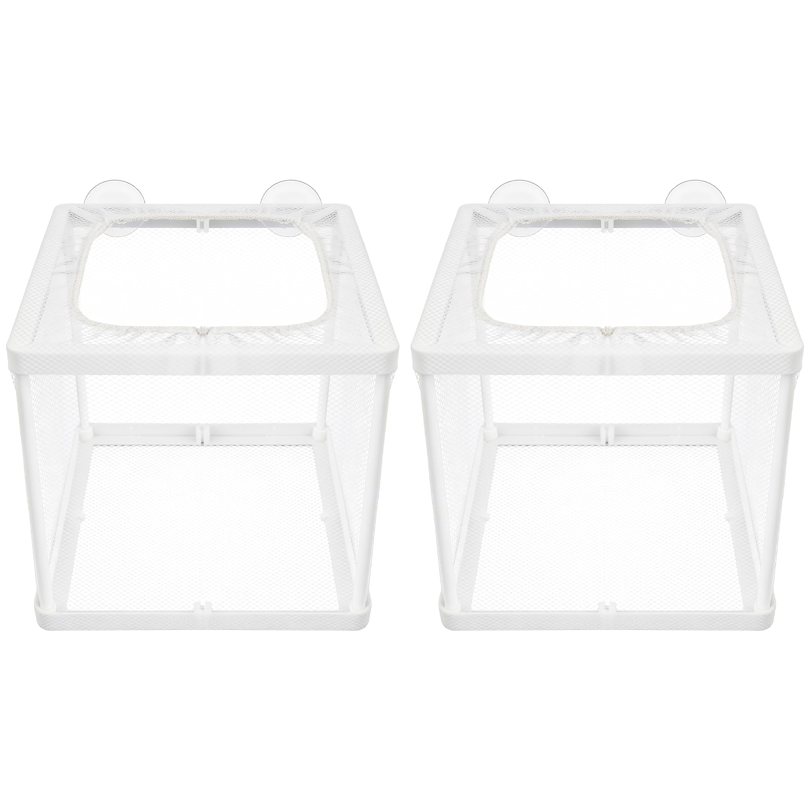 JUFYVO 2pcs Fish Incubator Mesh Box Fish Breeding Box Plastic Frame Breeding Box Aquarium Separation Net White Nylon Mesh for Fishes (14 * 15 * 16cm)