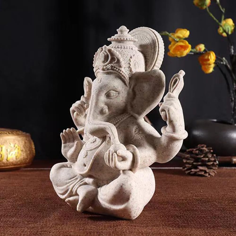 Figurki dekoracyjne, dekoracja salonu, indyjska Ganesha, Home Store (białe)