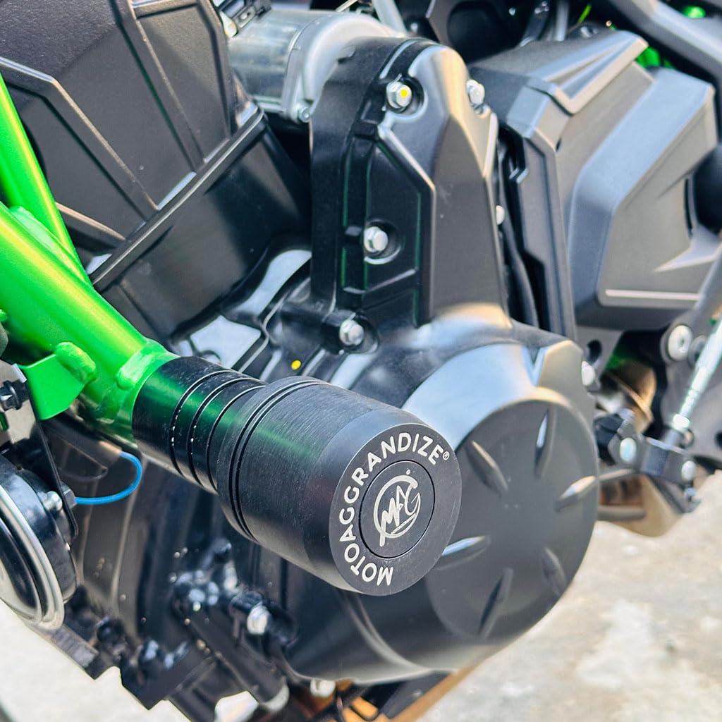 Motoaggrandize Ochraniacz na suwak ramy premium do Kawasaki Ninja 650 i Z 650 | Kolor: Czarny [2017+]