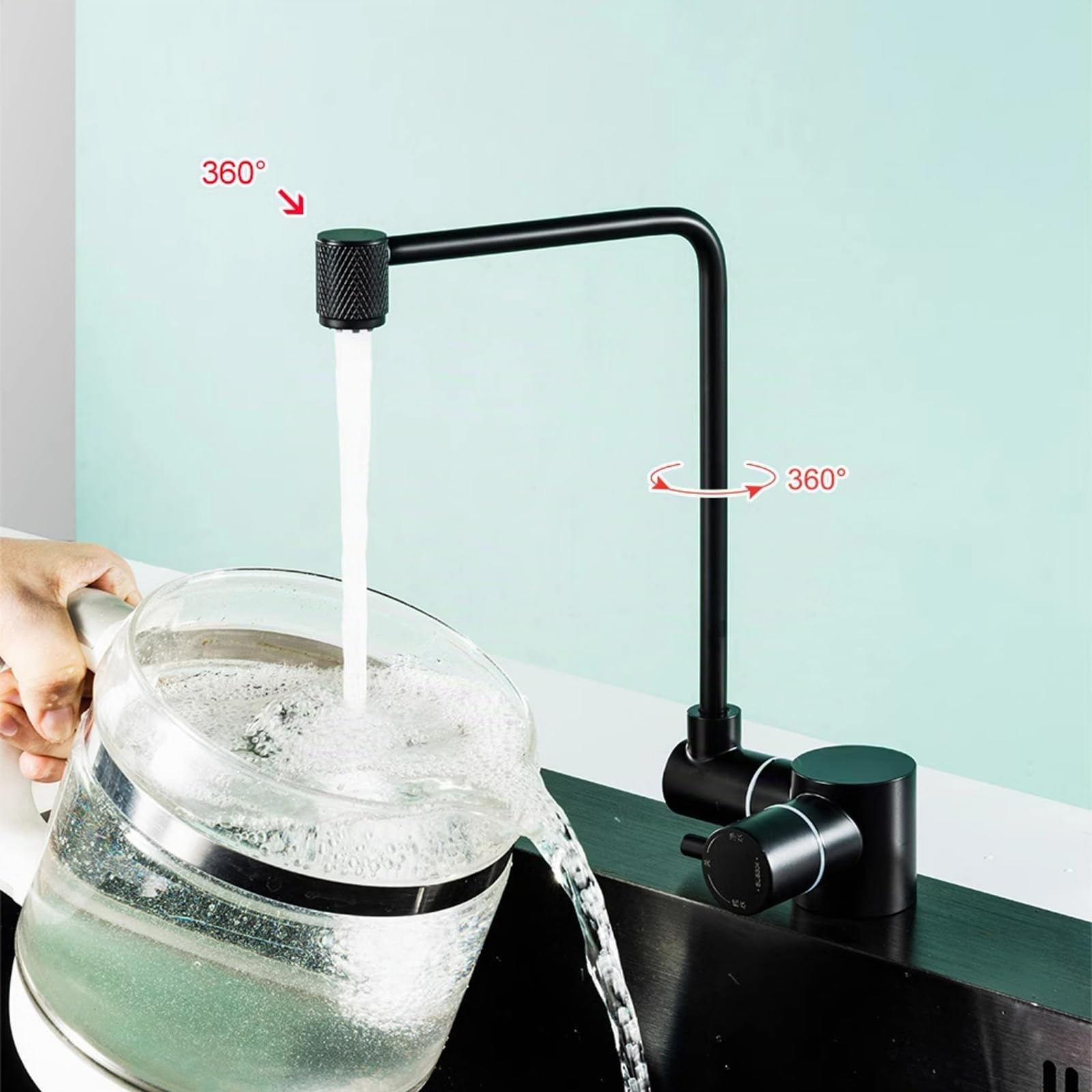 Grifo de Cocina Fregadero Abatible de 5cm 1 Hoyo Grifo Osmosis de Ggua Fria,negro