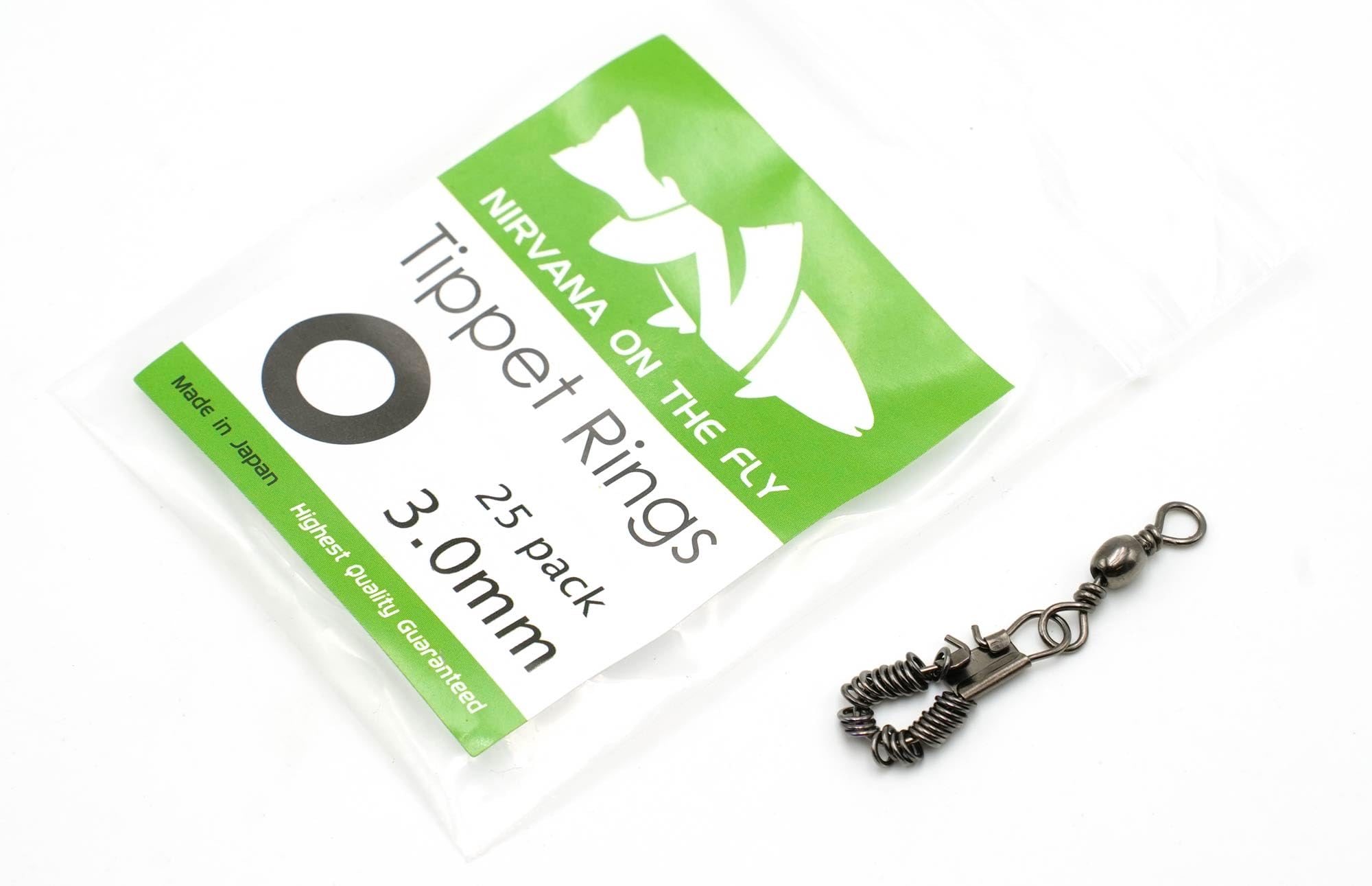 Nirvana Premium Fly Fishing Tippet Rings - 25 Rings on a Clip - Made in Japan