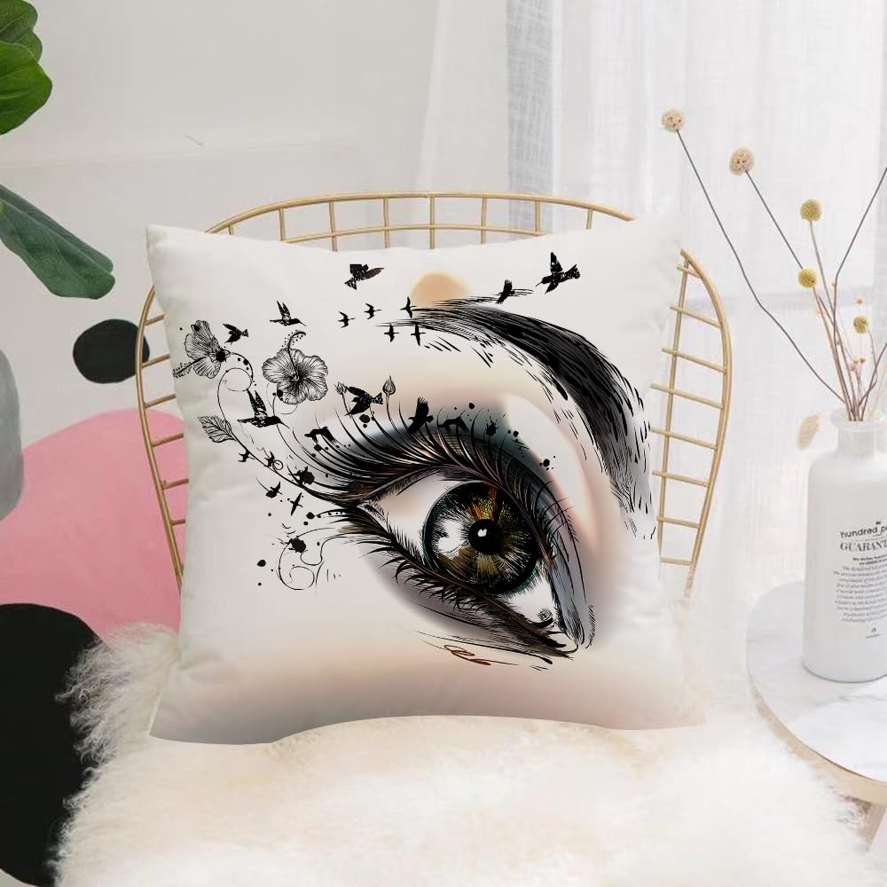 HYMSXW Cushion Cover,Throw Pillow Case Home Decorative for Living Room Bedroom Sofa Chair 20X20 Inch,Eyelashes Fashion Illustration Art with Whimsical Look of,Pillowcase 50X50cm