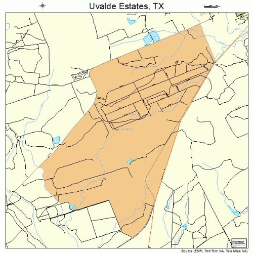 Large Street & Road Map of Uvalde Estates, Texas TX Printed poster