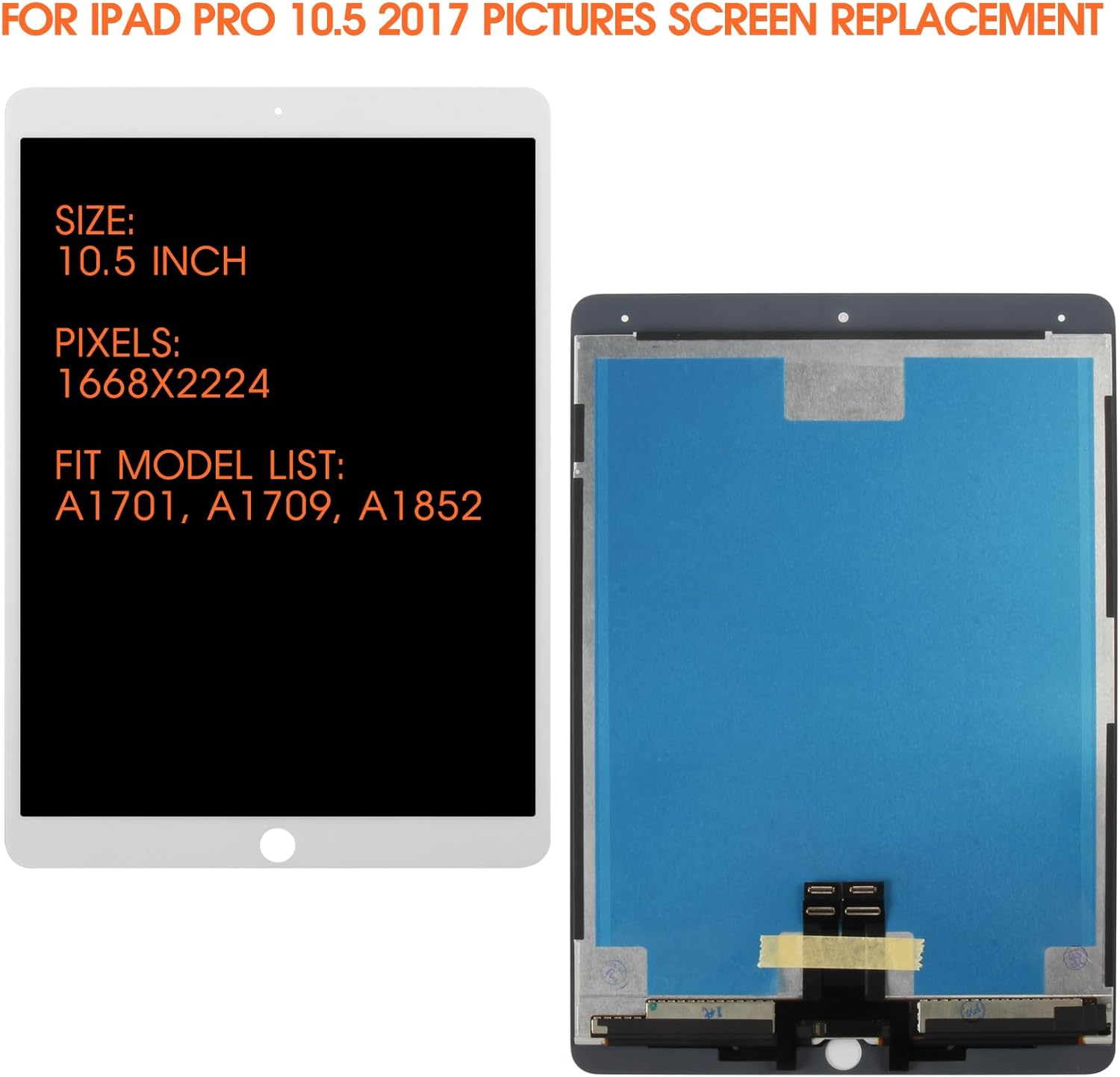 LCD for iPad Pro 10.5 2017 Screen Replacement for iPad A1701 A1709 LCD Replacement for iPad Pro 10.5 LCD Screen and Digitizer A1701 Assembly Repair Parts (White)